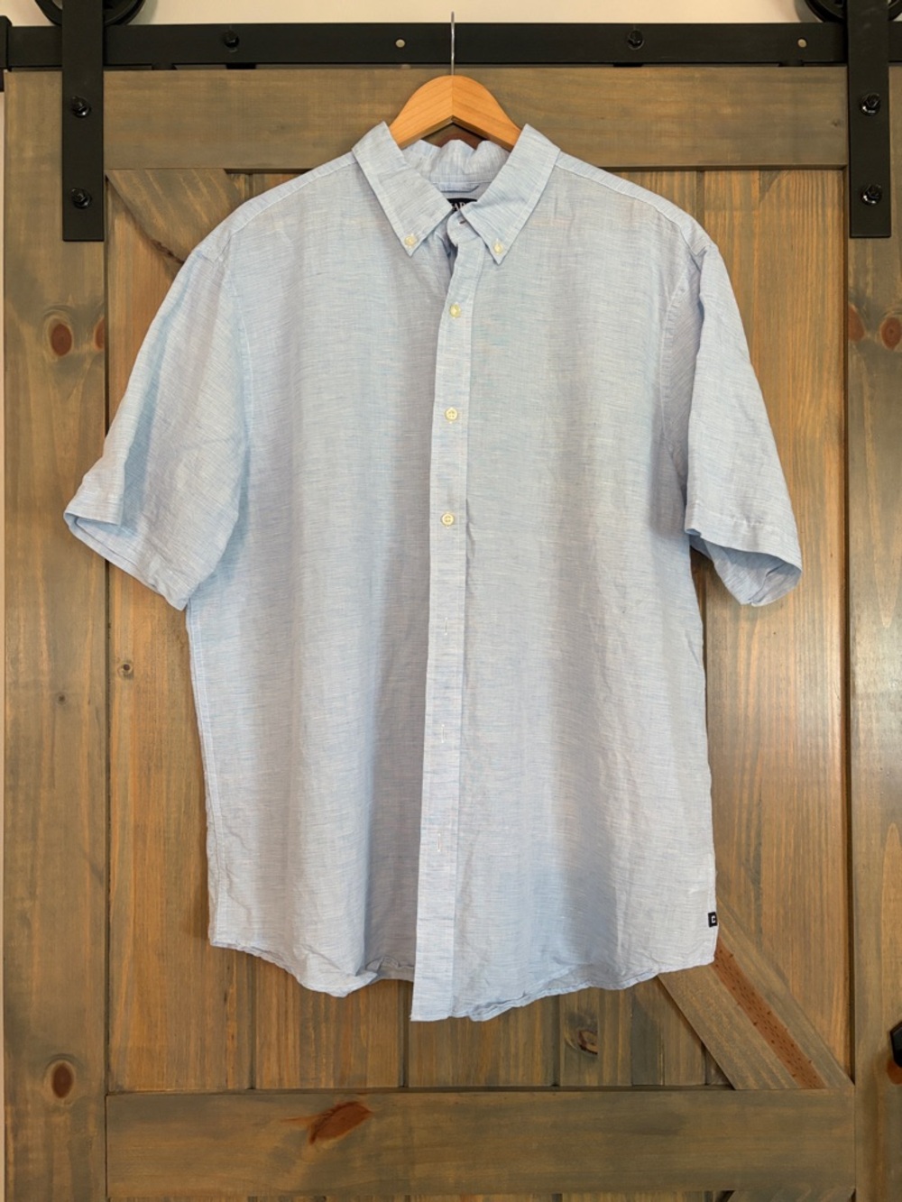 Chaps Men's Light Blue Short-Sleeve Button-Down Shirt Size XXL